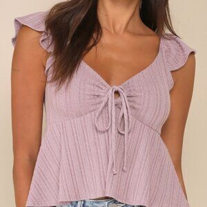Lulus - Lavendar tie-front top. Size Large